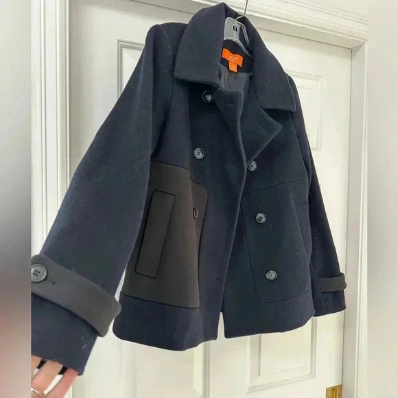 Joe Fresh Wool Blend Pea Coat Unique Texture Pocket Design Size 4 - Picture 2 of 8